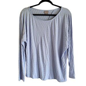 Chico's Textured Women's Large (2) Light Blue Dolman Long Sleeve Stretchy Beachy